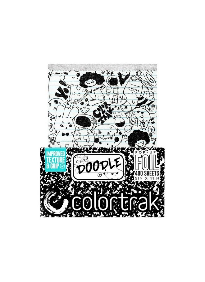 Colortrak Doodle Pop-up Foil W/Dispenser (400 Count), Pre-cut Sheets, Non-Slip Embossed Texture, 5