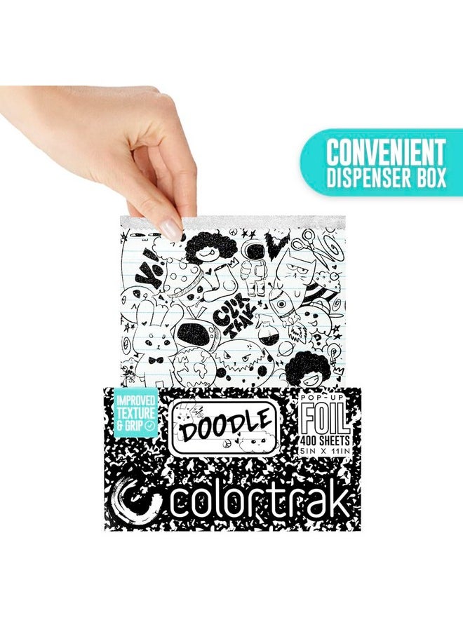 Colortrak Doodle Pop-up Foil W/Dispenser (400 Count), Pre-cut Sheets, Non-Slip Embossed Texture, 5