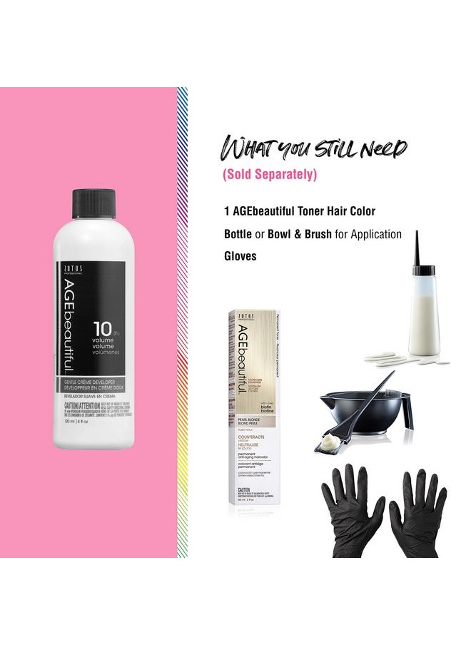 AGE beautiful 10 Volume Gentle Creme Hair Developer | For Permanent Hair Color Dyes, Toners, Lighteners | Professional Salon Coloring | Long Lasting Haircolor | 16 Fl Oz