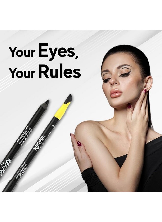 recode Turning Heads Crayon Gel Matte Eyeliner Pencil Cum Kajal Pencil Comes With Smudger On Other Side, Longlasting, Water-Proof & Smudge-Proof Formula, Black, 1.2Gm