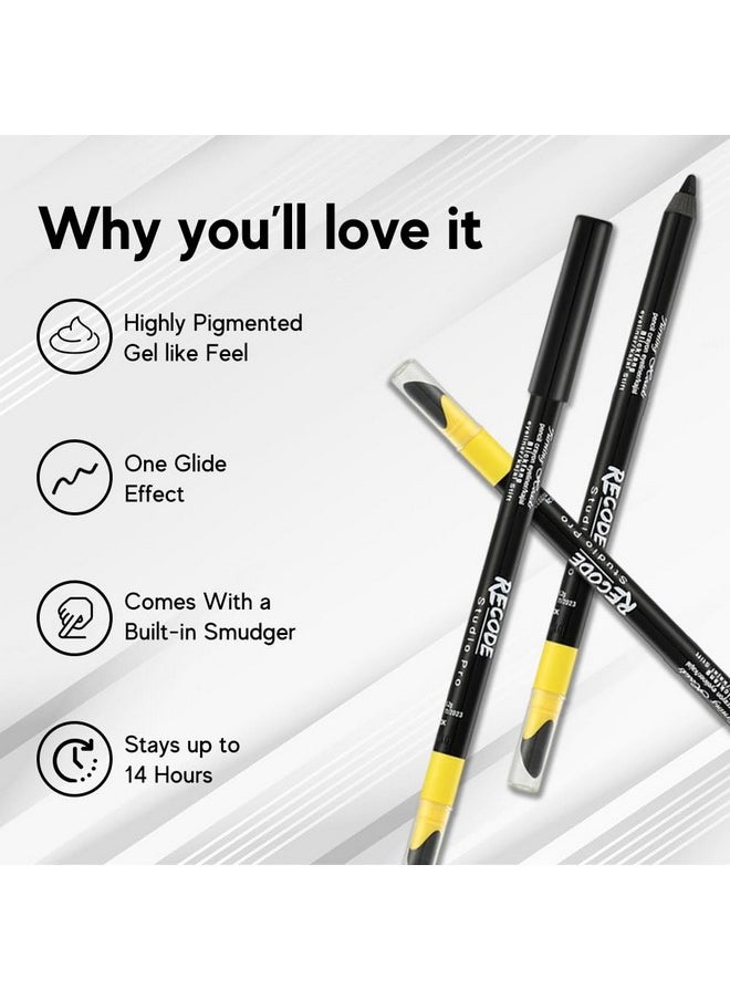 recode Turning Heads Crayon Gel Matte Eyeliner Pencil Cum Kajal Pencil Comes With Smudger On Other Side, Longlasting, Water-Proof & Smudge-Proof Formula, Black, 1.2Gm
