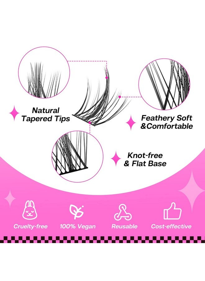 CALAILIS Individual Lashes, DIY Eyelash Extensions, Super Thin Glue-based Band, Natural Look Reusable,11/13/13/15mm, Lasting for 48 Hours Individual DIY Eyelashes(LR01)