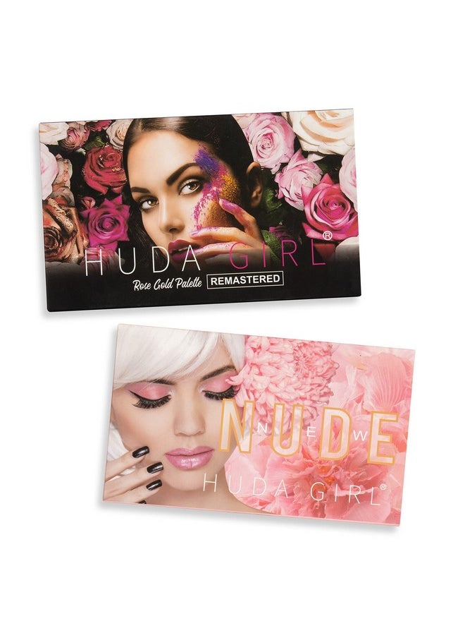 Beauty Rose Gold Remastered + Nude Edition Eyeshadow Palette Combo Kit - 36 Matte And Shimmer Finishes, Includes Black Eyeshadow - Complete Eye Shadow Palette Set