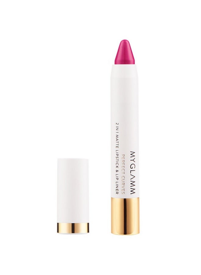 MyGlamm Perfect Curves Matte Lip Crayon-Ampere (Pink)-3.7 gm | Brick Pink Matte Lipstick | Long Lasting Lipstick with Moisturising Formula | Vegan & Cruelty-Free