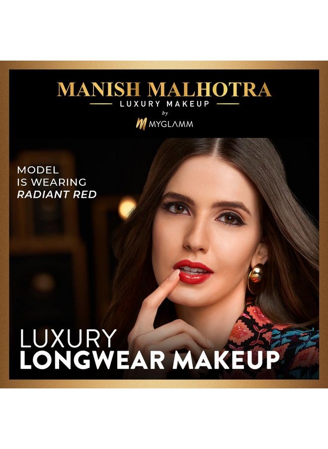 MyGlamm Manish Malhotra Hi-Shine Lipstick - Moroccan Red - 4gm | Rasberry Red Shade | Lightweight, Long-wear Lipsticks | UVB Protection, High Coverage, Cruelty Free |Glossy Finish