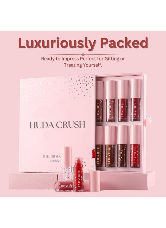 12Pcs Lipstick Combo Set, Christmas Gifts For Women, Long Lasting Lipstick Waterproof Matte Liquid Lipsticks, Red, Brown Nude Lipstick Shade, Ideal Lipstick For Dusky Skin Tone & Indian Tone