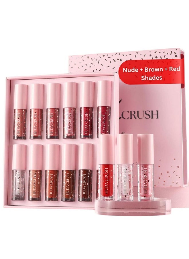 12Pcs Lipstick Combo Set, Christmas Gifts For Women, Long Lasting Lipstick Waterproof Matte Liquid Lipsticks, Red, Brown Nude Lipstick Shade, Ideal Lipstick For Dusky Skin Tone & Indian Tone