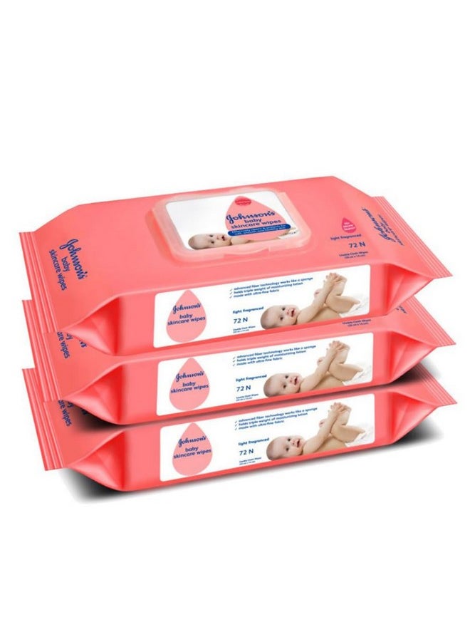 Johnson's Baby Wet Wipes | Alcohol & Soap Free | Prevents Rashes & Redness | 216 Wipes