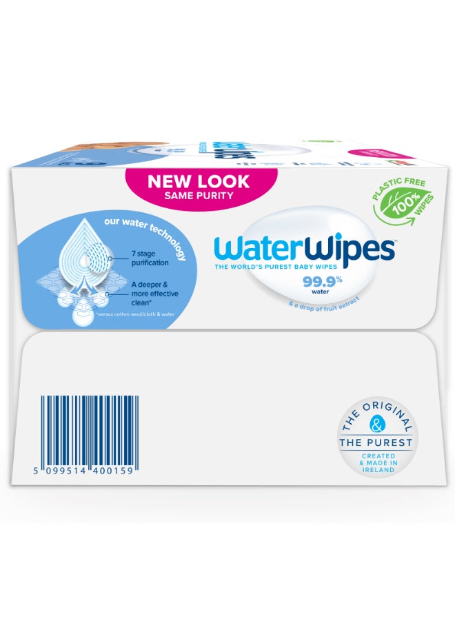 Original Plastic Free Baby Wipes, 540 Wet Wipes, 99.9% Water Based And Unscented For Sensitive Skin Pack of 9