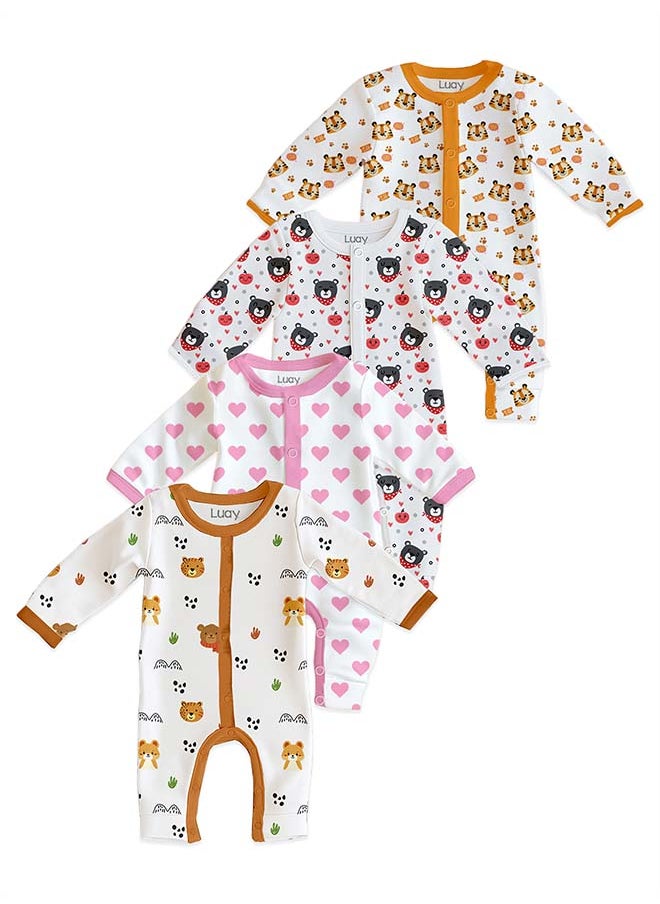 LUAY 100% Cotton Full Sleeves Baby Printed Romper,Sleepsuit for Baby Girls & Boys