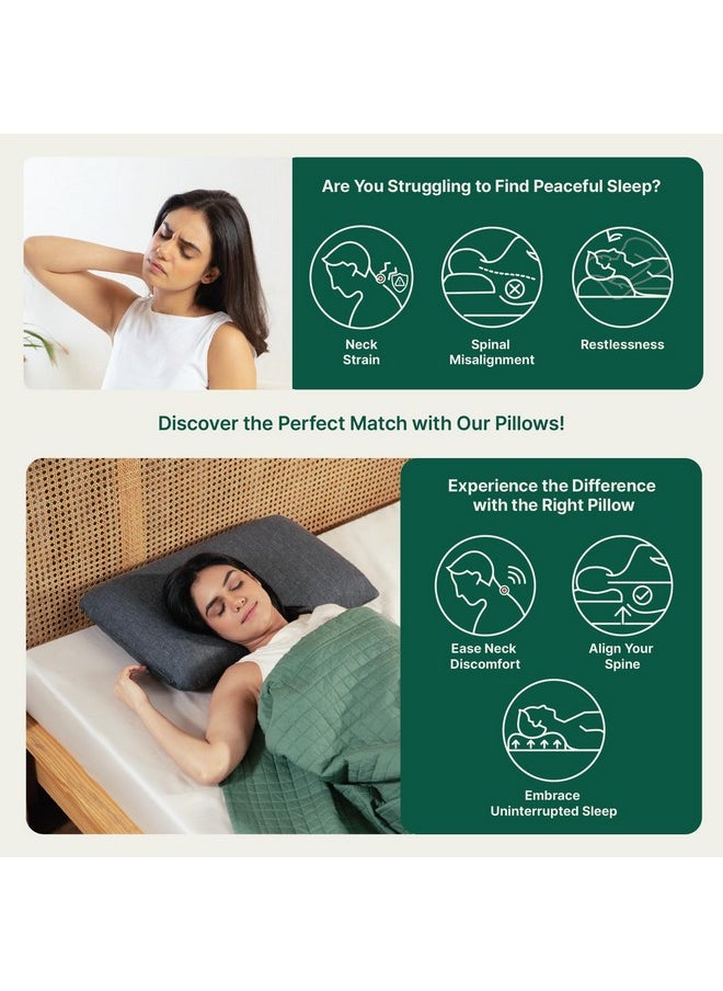 The White Willow Slim Pillow for Neck Pain Relief-Orthopedic Bed Pillow for Sleeping-Thin Pilllow-Cervical Pillow for Neck & Shoulder Pain-Medium Firm-Memory Foam Pillow Cool Gel-Standard Size-1.5
