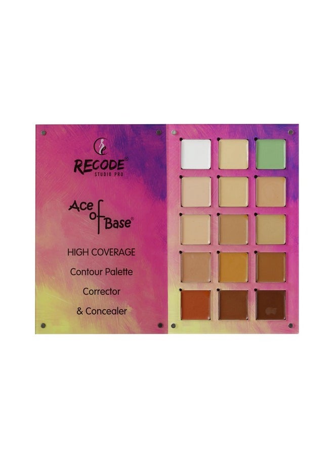 Recode Beauty Concealer, Colour Corrector & Contour Palette Powder Full Coverage For All Skin Type, Erases Dark Circles, Matte Uneven Skin Tone, Redness, Blemishes, Even Scars, 15 Shades