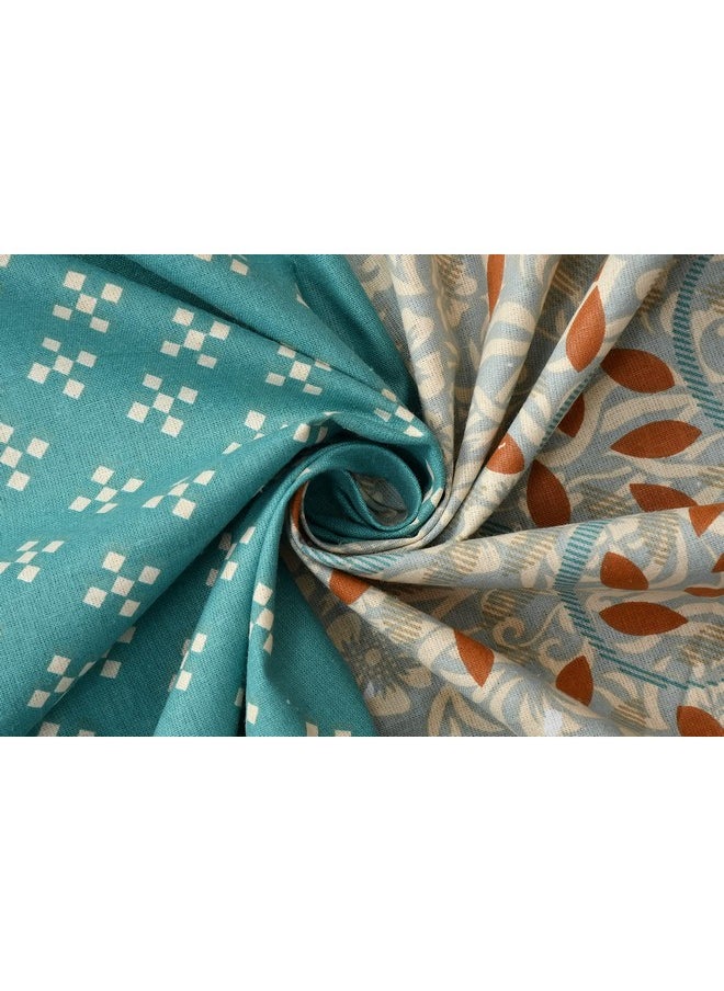 MAFATLAL King Size Cotton Printed Bedsheet With 2 Pillow Covers For King Size Bed 144 Tc - 108 X108 Inch, Teal