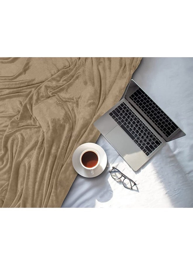 BSB HOME® Premium Plush Double Blanket | 300 GSM Lightweight Cozy Soft for Bed, Sofa, Couch, Travel & Camping| Beige, 220x230 cm or 86x90 inches