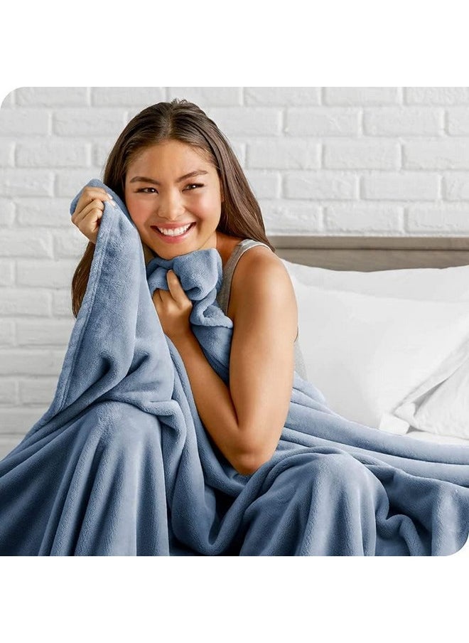 BSB HOME Premium Plush Single Blanket|300 GSM Lightweight Cozy Soft for Bed, Sofa, Couch, Travel&Camping|150X220 Cm Or 60X86 Inches|Aqua|Polyester,200 TC