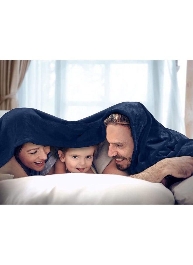 BSB HOME® Premium Plush Double Blanket | 300 GSM Lightweight Cozy Soft for Bed, Sofa, Couch, Travel & Camping| Blue, 220x230 cm or 86x90 inches