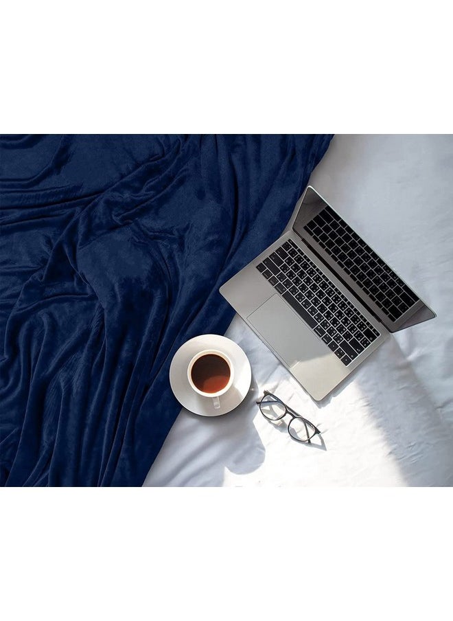 BSB HOME® Premium Plush Double Blanket | 300 GSM Lightweight Cozy Soft for Bed, Sofa, Couch, Travel & Camping| Blue, 220x230 cm or 86x90 inches