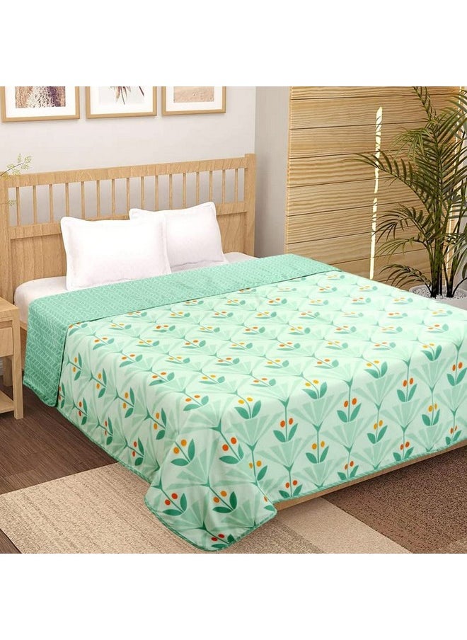 BSB HOME Pure Cotton 120 GSM Reversible Soft Lightweight Printed Single Bed Blanket/AC Dohar/Skin Friendly Dohar-152 x 225 cm-Light Green