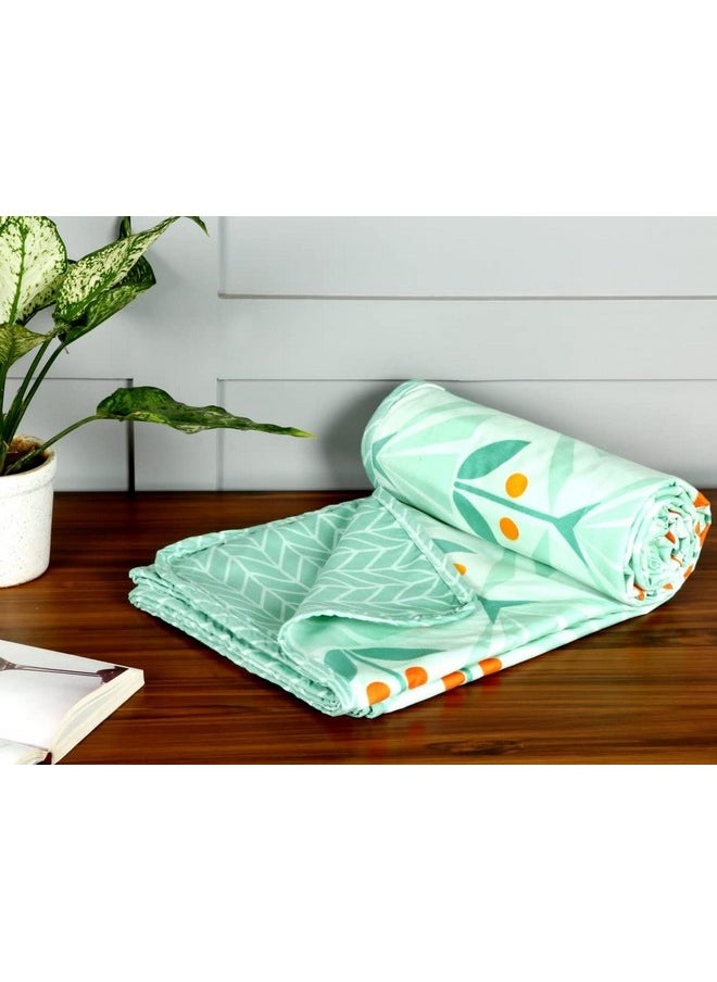 BSB HOME Pure Cotton 120 GSM Reversible Soft Lightweight Printed Single Bed Blanket/AC Dohar/Skin Friendly Dohar-152 x 225 cm-Light Green