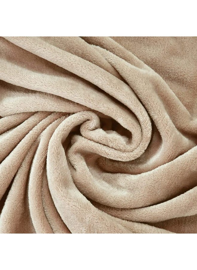 BSB HOME Polyester Premium Plush Single Blanket|300 GSM Lightweight Cozy Soft for Bed, Sofa, Couch, Travel&Camping|150X220 Cm Or 60X86 Inches|Beige,200 TC