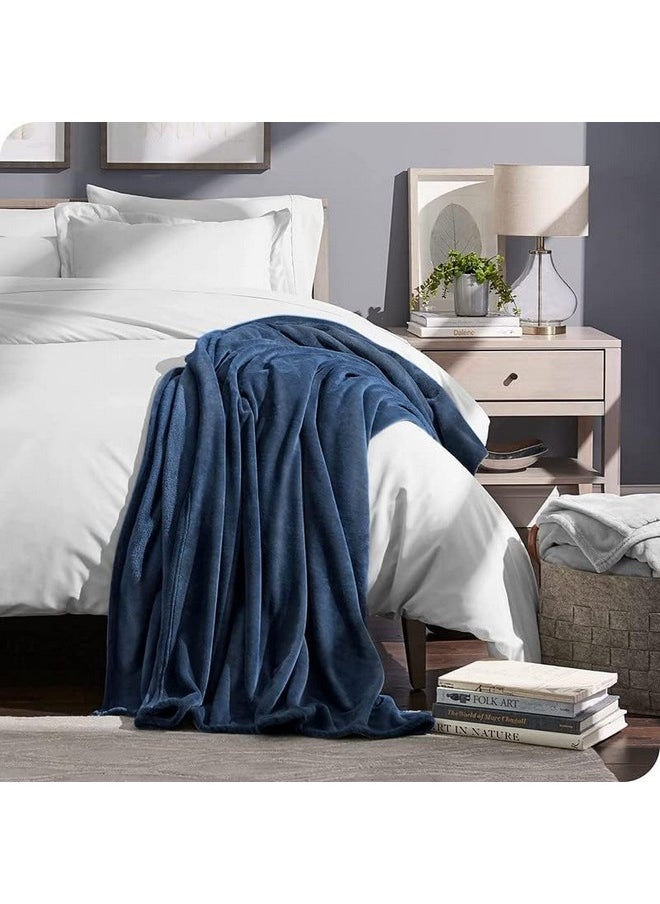 BSB HOME® Premium Plush Single Blanket | 300 GSM Lightweight Cozy Soft for Bed, Sofa, Couch, Travel & Camping| 150x220 cm or 60X86 inches | Blue