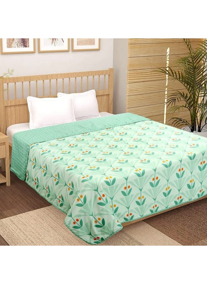 BSB HOME Pure Cotton 120 GSM Reversible Soft Light Weight Printed Double Bed Blanket/AC Dohar/Summer/Skin Friendly Dohar-220x230 cm- Light Green