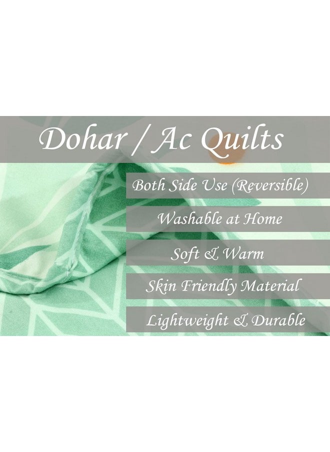 BSB HOME Pure Cotton 120 GSM Reversible Soft Lightweight Printed Single Bed Blanket/AC Dohar/Skin Friendly Dohar-152 x 225 cm-Beige & Green