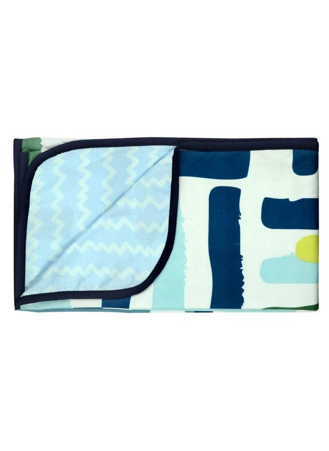 BSB HOME Pure Cotton 120 GSM Reversible Soft Light Weight Printed Single Bed Blanket/AC Dohar/Summer/Skin Friendly Dohar-220 x 152 cm- Green Blue