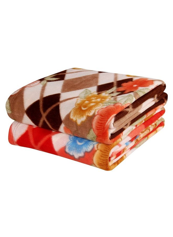 BSB HOME® All Season Multipurpose Polar Fleece Single Bed Printed Assorted Multicolor Light Weight Blanket (Set of 2, 90 x 60 inches)