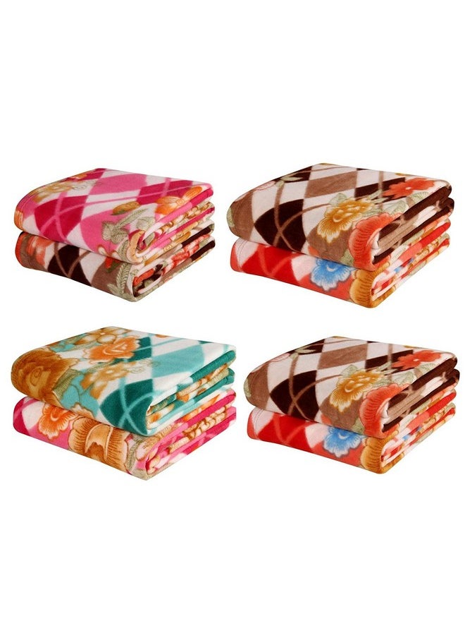 BSB HOME® All Season Multipurpose Polar Fleece Single Bed Printed Assorted Multicolor Light Weight Blanket (Set of 2, 90 x 60 inches)