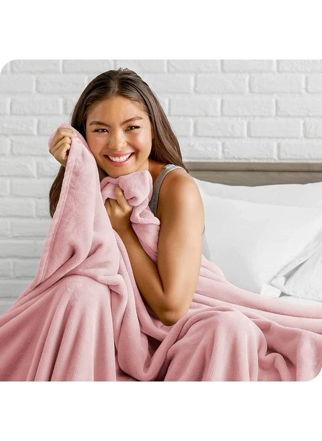 BSB HOME® Premium Plush Single Blanket | 300 GSM Lightweight Cozy Soft for Bed, Sofa, Couch, Travel & Camping| 150x220 cm or 60X86 inches | Pink