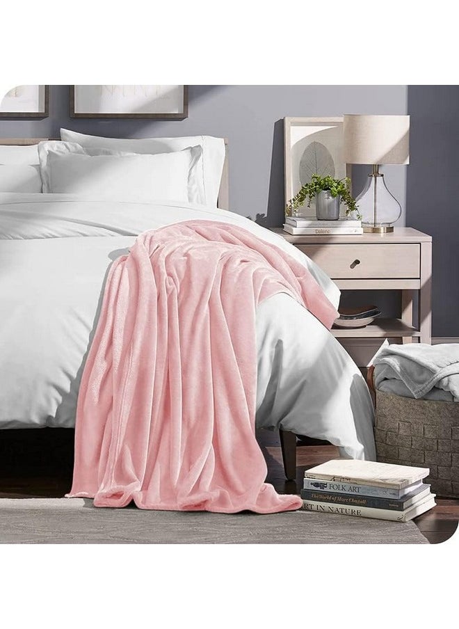 BSB HOME® Premium Plush Single Blanket | 300 GSM Lightweight Cozy Soft for Bed, Sofa, Couch, Travel & Camping| 150x220 cm or 60X86 inches | Pink