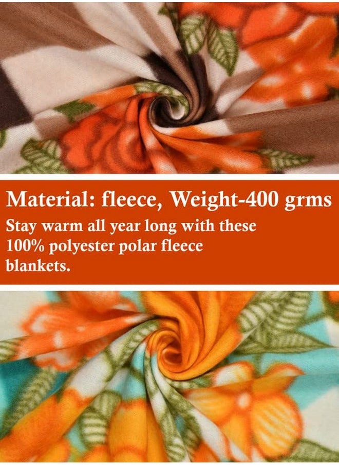 BSB HOME® Printed Polar Fleece Single Bed All Season Blanket/Comforter/Dohar 250TC - Pack of 2 (58x88 Inch, Multicolour, Pink, Orange, Rust and Red)