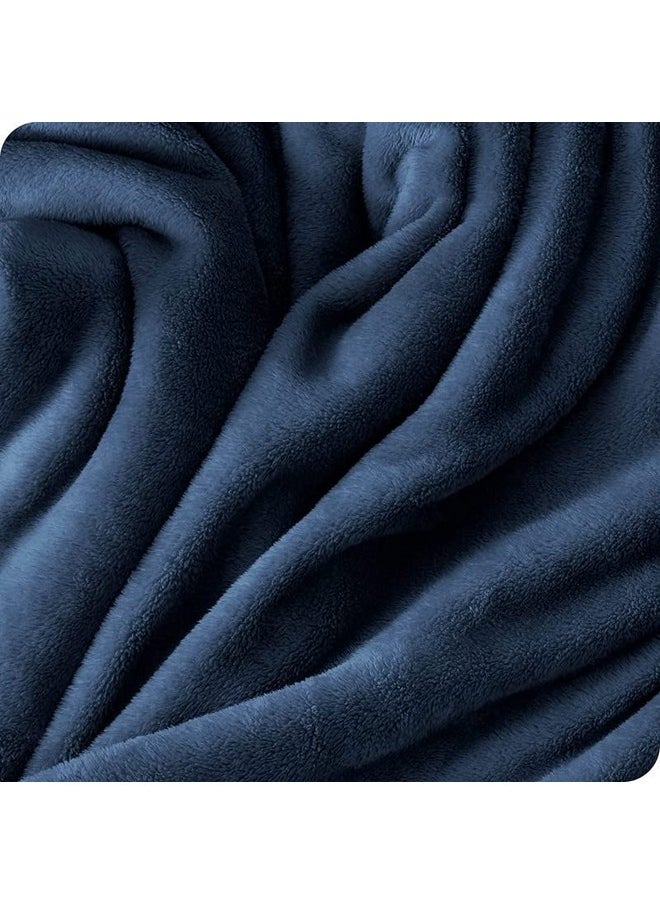 BSB HOME Polyester Premium Plush Double Blanket | 300 GSM Lightweight Cozy Soft for Bed, Sofa, Couch, Travel & Camping| 220X230 Cm Or 86X90 Inches | Blue, 200 Threadcount