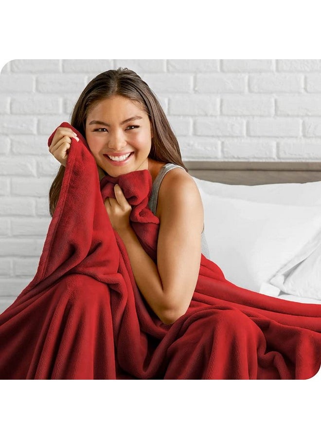 BSB HOME® Premium Plush Single Blanket | 300 GSM Lightweight Cozy Soft for Bed, Sofa, Couch, Travel & Camping| 150x220 cm or 60X86 inches | Maroon