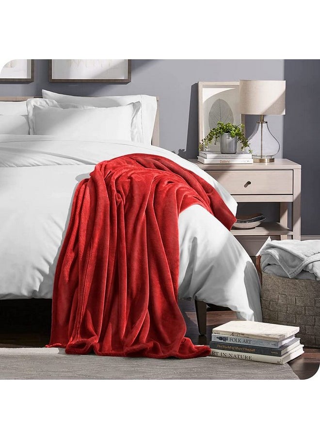 BSB HOME® Premium Plush Single Blanket | 300 GSM Lightweight Cozy Soft for Bed, Sofa, Couch, Travel & Camping| 150x220 cm or 60X86 inches | Maroon
