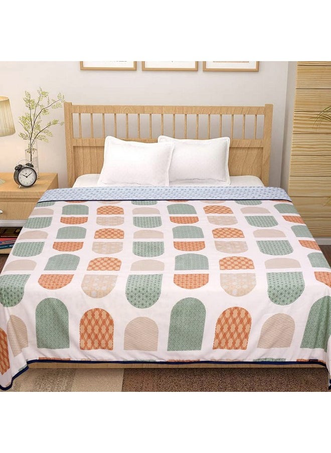 BSB HOME Pure Cotton 120 GSM Reversible Soft Light Weight Printed Double Bed Blanket/AC Dohar/Summer/Skin Friendly Dohar-220x230 cm- Beige