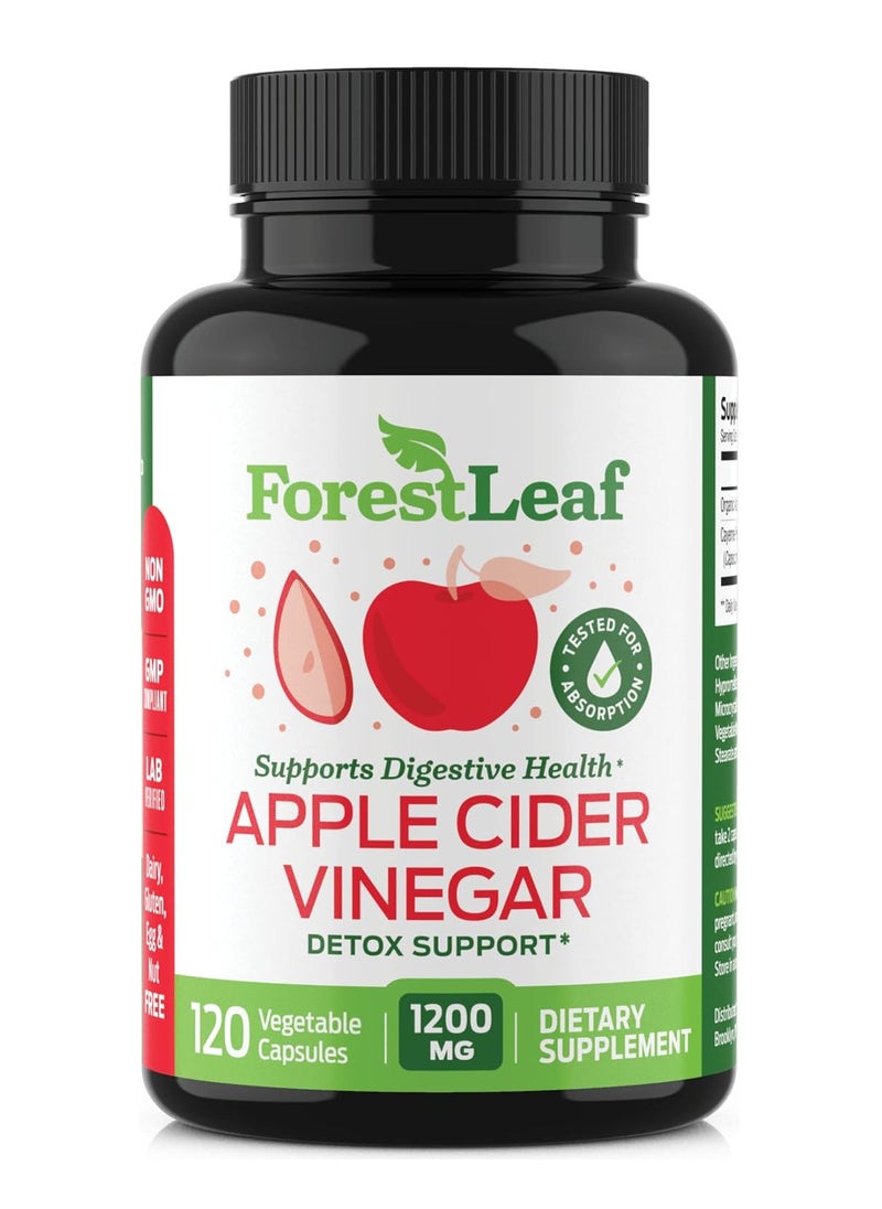 Apple Cider Vinegar Capsules with Cayenne Pepper Powder 1200mg - 120 Organic Pills - ACV Raw Supports Metabolism, Diet, Detox, Digestion, Gut Health, Cleanser - Immune Support Supplement