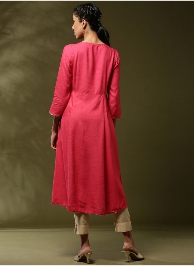 Embroidered kurta-coral