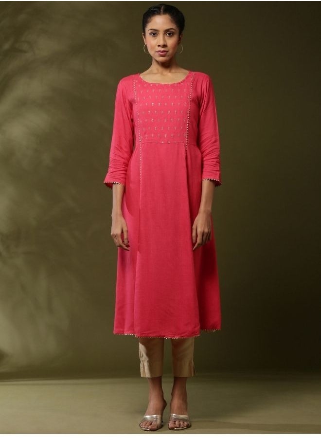 Embroidered kurta-coral