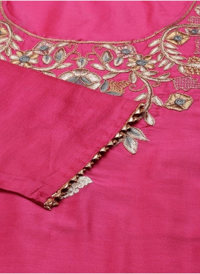 Embroidered kurta-pink