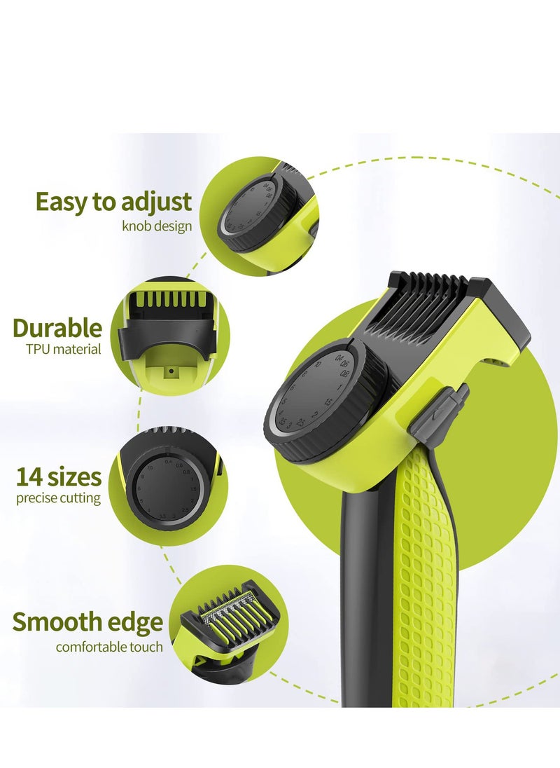 Guard Comb for Philips One Blade Adjustable 14 in 1 Precision Comb with Body Guard Skin Protector Attachments for Shaving Grooming with 14 Length Settings Compatible with QP210 or 50 220 2523 252