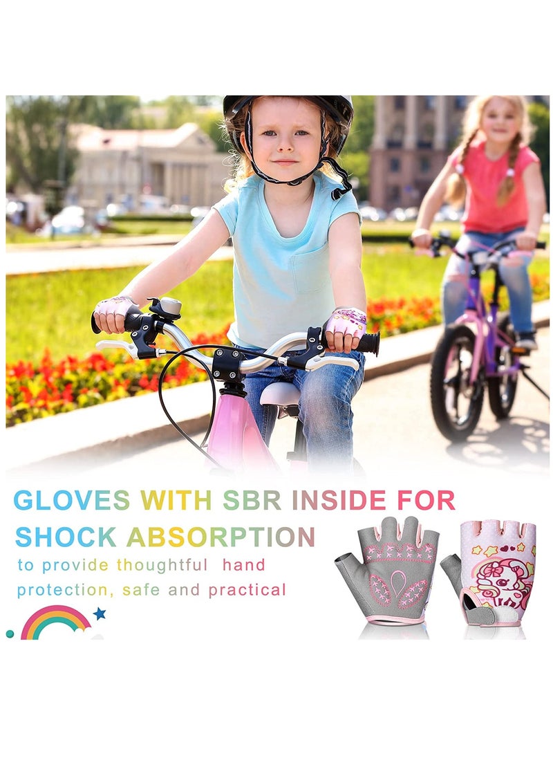 Kids Unicorn Half Finger Sport Gloves - 2 Pairs of Cycling, Fishing, and Outdoor Sports Gloves for Boys and Girls (Small) - Perfect for Camping and Active Adventures!