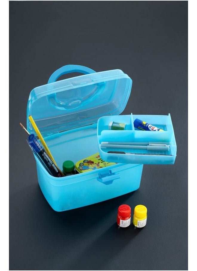 Naivete Plastic Rectangular Medicine Box, Medical Box, First aid Box, Multi Purpose Box, Multi Utility Storage with Handle (Blue)