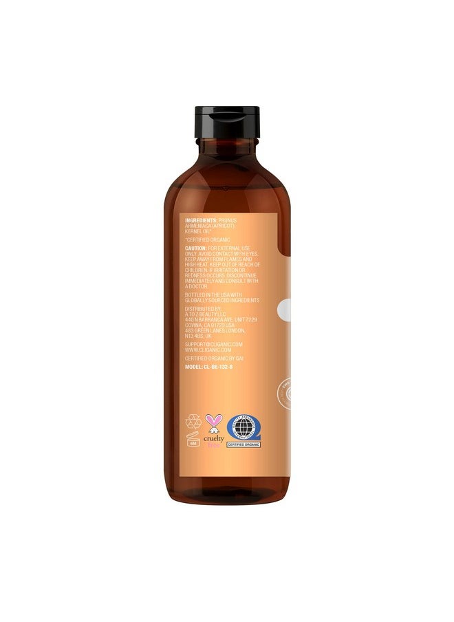 Organic Apricot Oil, 100% Pure (8Oz) - For Skin, Hair & Face | Natural Cold Pressed Unrefined