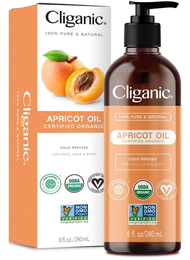 Organic Apricot Oil, 100% Pure (8Oz) - For Skin, Hair & Face | Natural Cold Pressed Unrefined