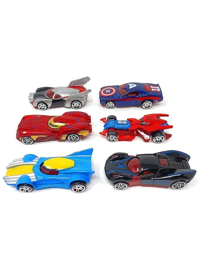 PLUSPOINT Diecast Metal Super Hero Toy Car Set Toy Vehicles Cars Set Alloy Push N Go Vehicles, Mini Racing Cars for Toddlers, Girls and Boys Kids Play Set