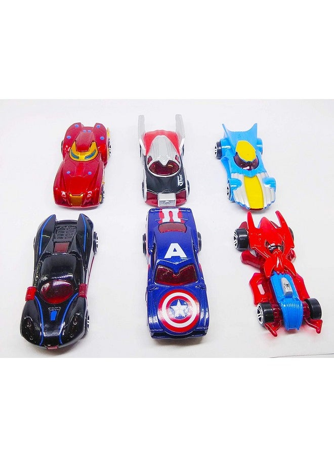 PLUSPOINT Diecast Metal Super Hero Toy Car Set Toy Vehicles Cars Set Alloy Push N Go Vehicles, Mini Racing Cars for Toddlers, Girls and Boys Kids Play Set