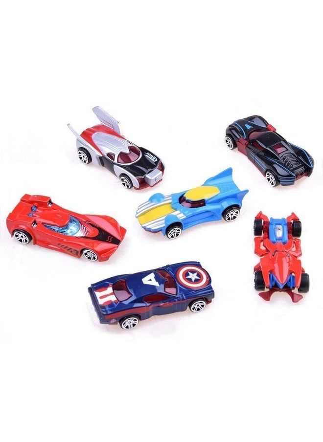 PLUSPOINT Diecast Metal Super Hero Toy Car Set Toy Vehicles Cars Set Alloy Push N Go Vehicles, Mini Racing Cars for Toddlers, Girls and Boys Kids Play Set