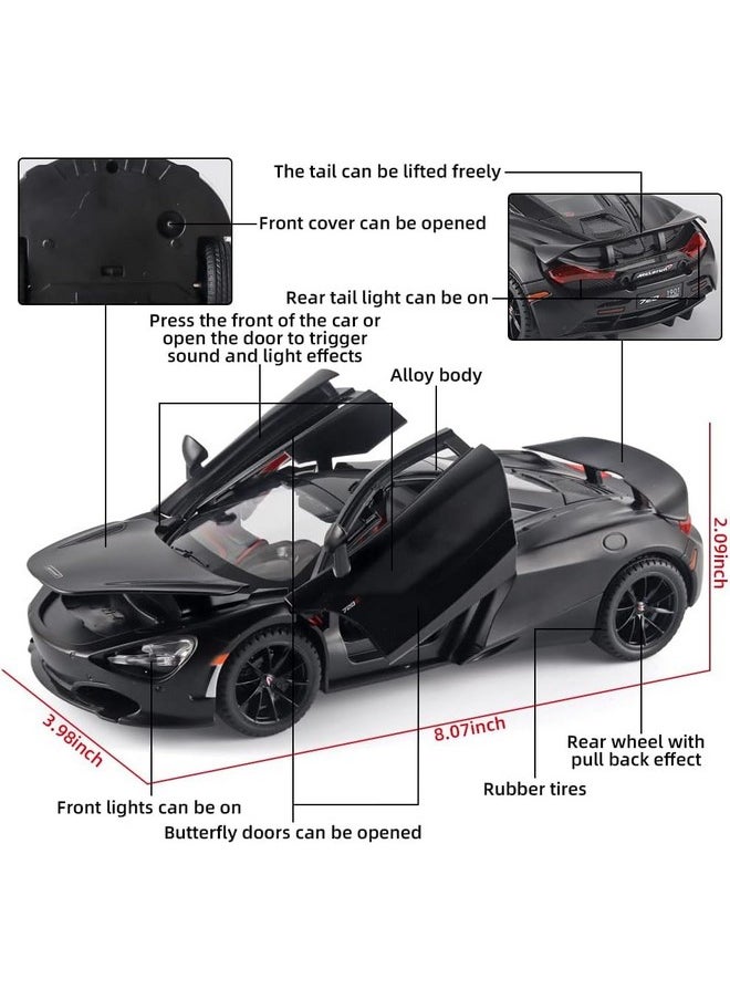 Sky Tech® McLaren 720s Model Car Sports Car 1:32 Exclusive Alloy Metal Pull Back Die-cast Car Diecast Metal Pullback Toy car with Openable Doors & Light Music Gifts Toys for Kids【Colors as Per Stock】